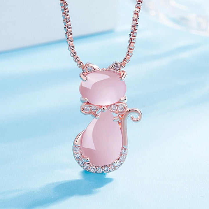 Pink Stone Necklace with Zircons