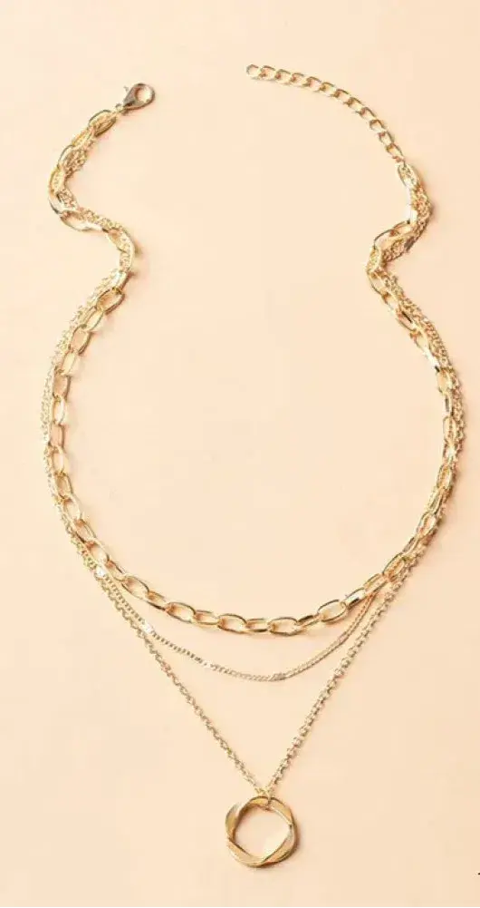 Classic Multi-Layered Gold Chain with Pendant
