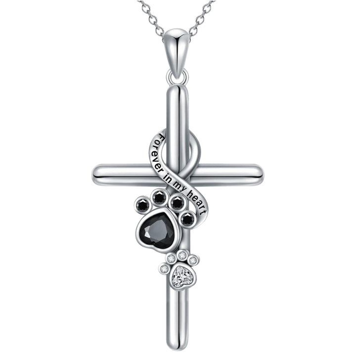 Silver Pendant with Footprints and a Cross